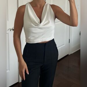 Zara White Cowl Neck Top